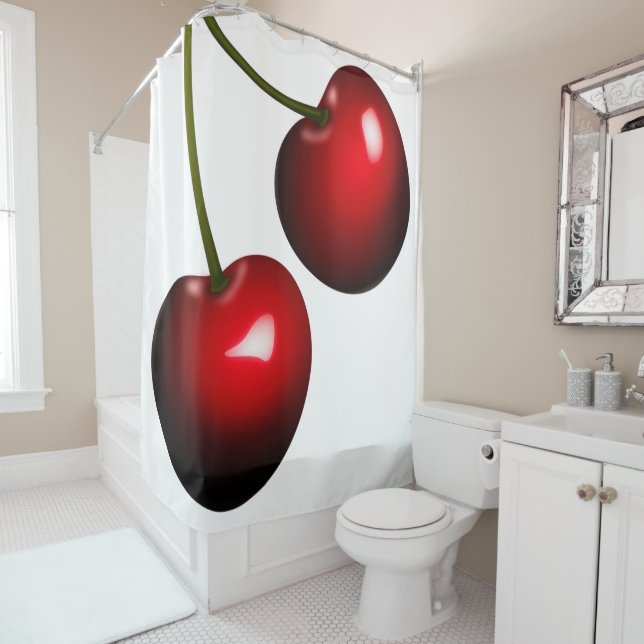 Rideau de douche en cerisier rouge - Couleurs pers (En situation)
