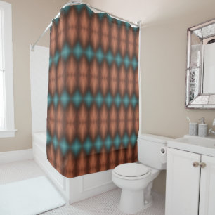 Rideau de douche en cuivre Brown et Turquoise