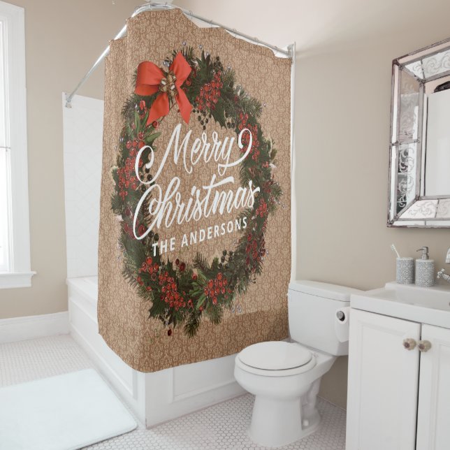 Rideau de douche en fer de Noël personnalisé (En situation)