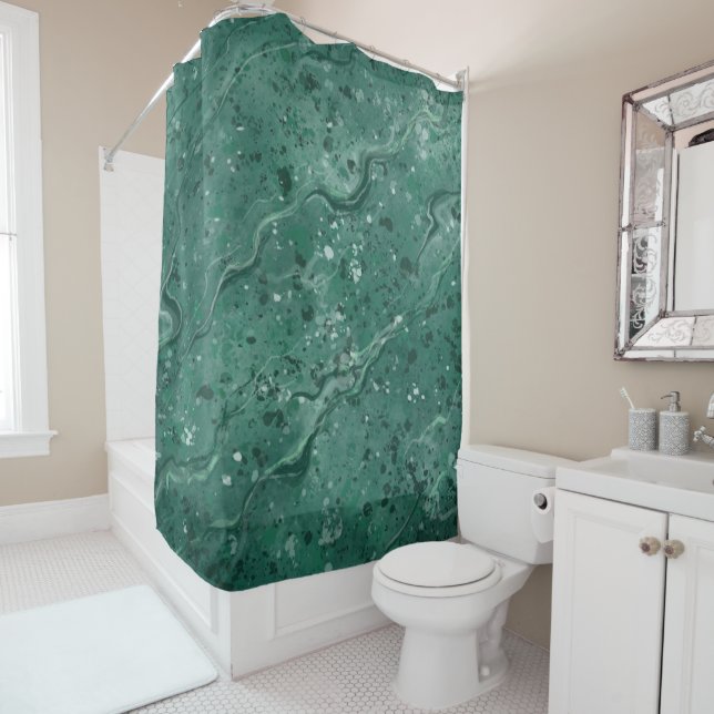 Rideau de douche en marbre vert (En situation)