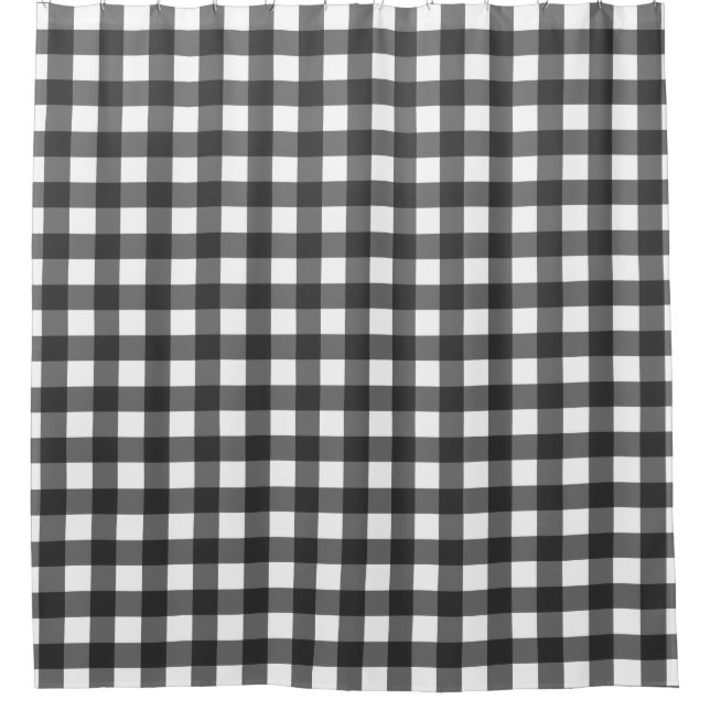 Rideau de douche en plaid de Buffalo noir et blanc (Devant)