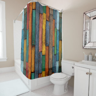 Rideau de douche en planches de bois