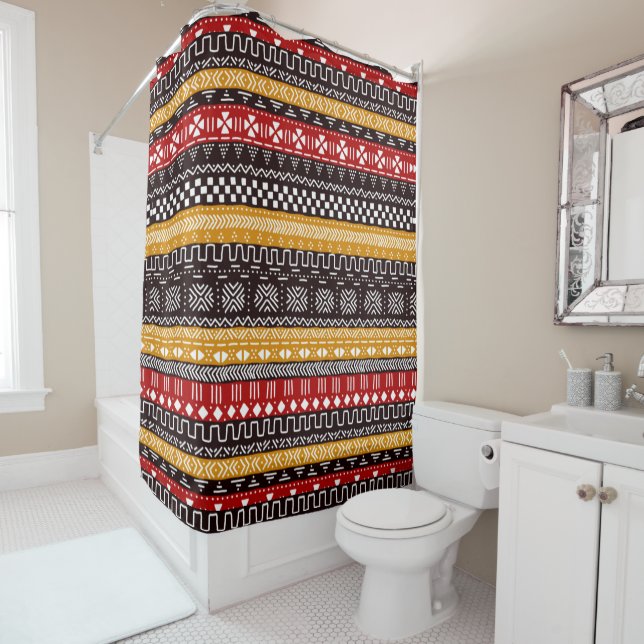Rideau de douche en tissu boueux Designer (En situation)