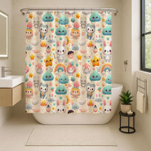 Rideau de douche enfant fantaisiste pastel Lapin K