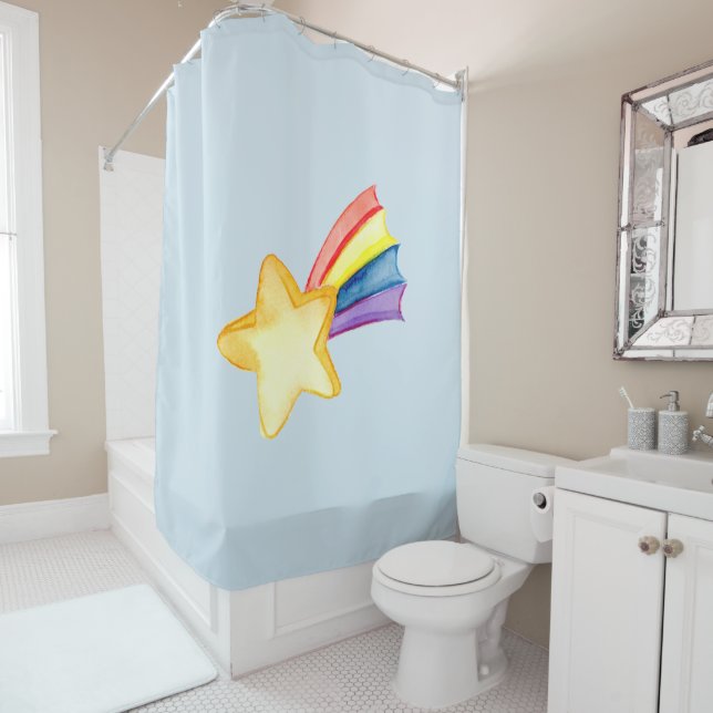 Rideau de douche étoile et arc-en-ciel (En situation)