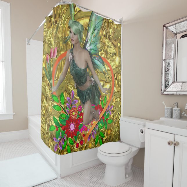 Rideau de douche Fée Florale (En situation)