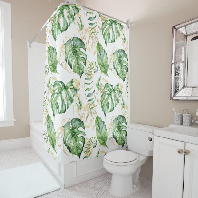 Rideau de douche Feuille tropical (En situation)