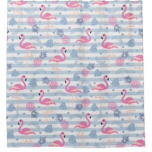 Rideau de douche Flamingo - Rose & Bleu
