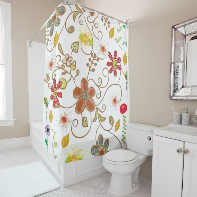 Rideau de douche Floral (En situation)