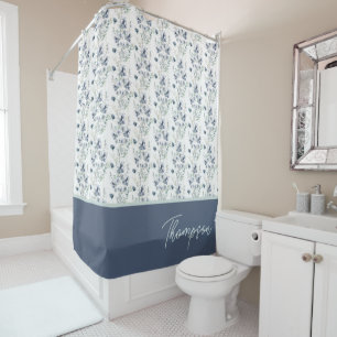 Rideau de douche floral aquarelle personnalisé