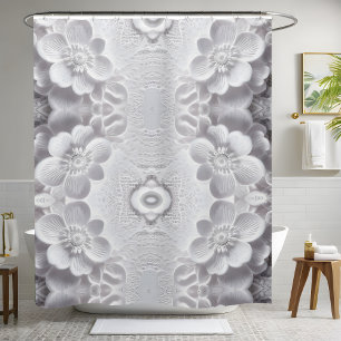 Rideau de douche floral blanc pur