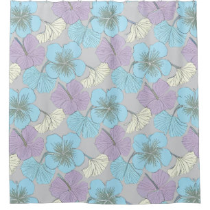 Rideau de douche floral bleu et violet