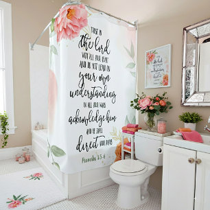 Rideau de douche floral Confiance dans le Seigneur