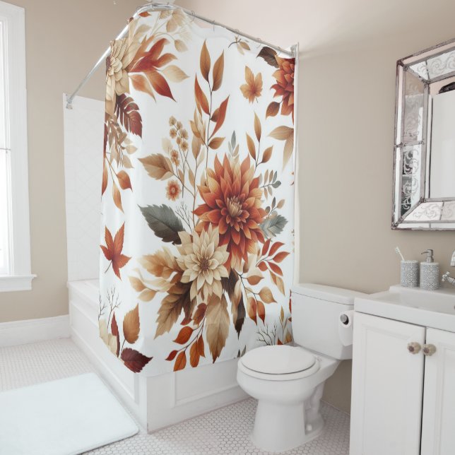 Rideau de douche floral d'automne (En situation)