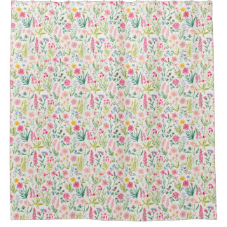 Rideau de douche floral de jardin de fleurs sauvag