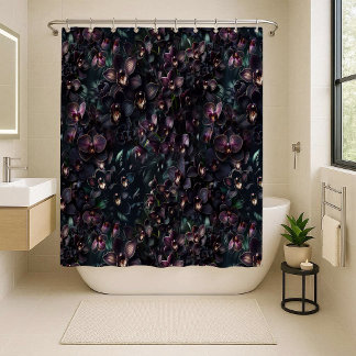 Rideau de douche floral gothique maximaliste orchi