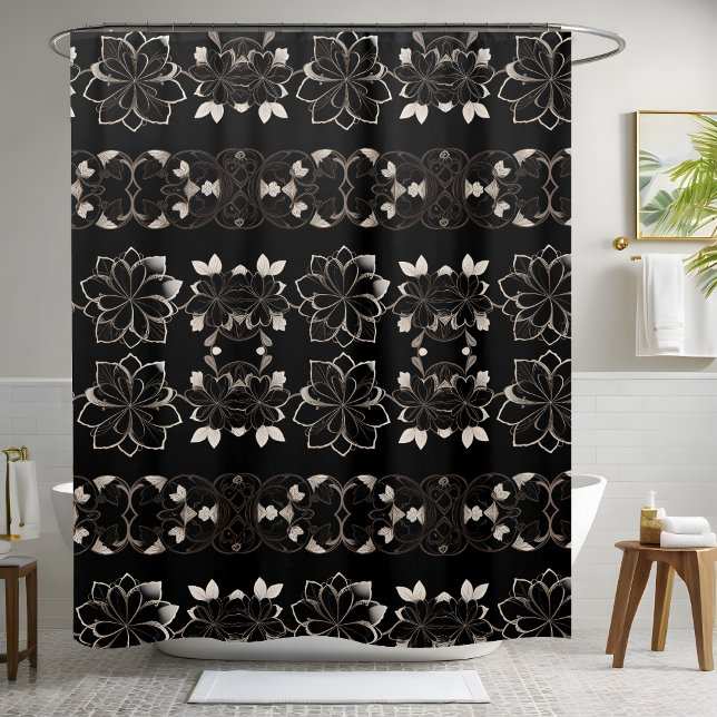 Rideau de douche Floral Noir (Créateur téléchargé)