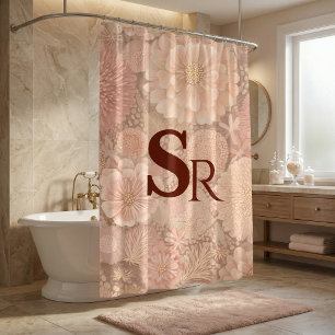 Rideau de douche floral pastel coloré