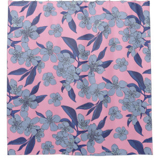 Rideau de douche floral rose tendre