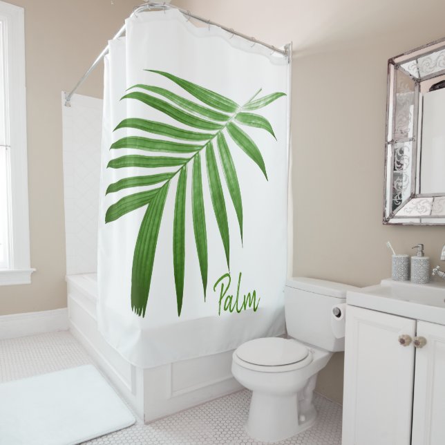 Rideau de douche frontale en feuille de palmier (En situation)