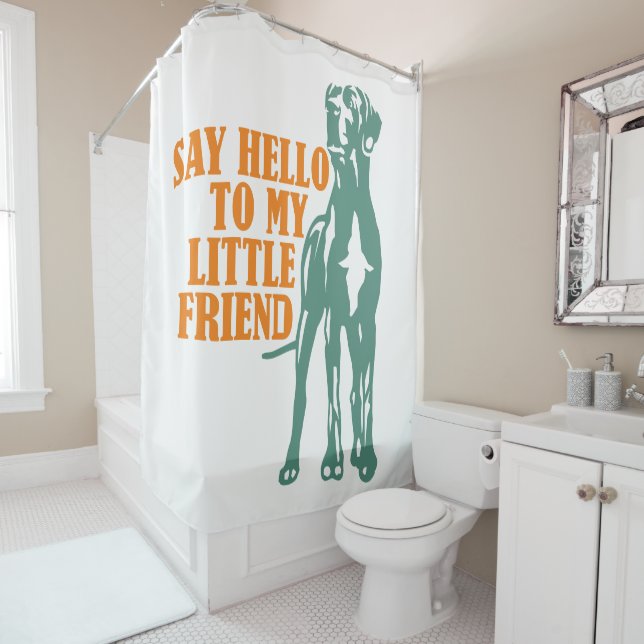 Rideau de douche Funny Little Great Dane (En situation)