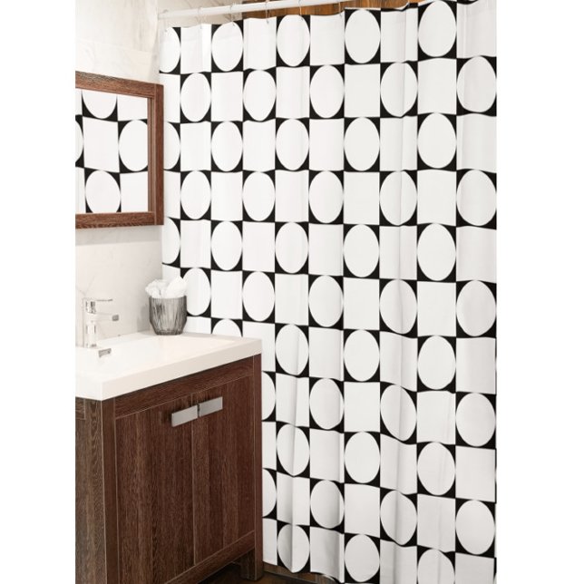 Rideau de douche géométrique noir et blanc (Créateur téléchargé)