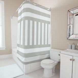 Rideau de douche gris et blanc rayé