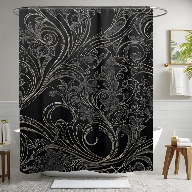 Rideau de douche gris et noir Style 3 (Créateur téléchargé)