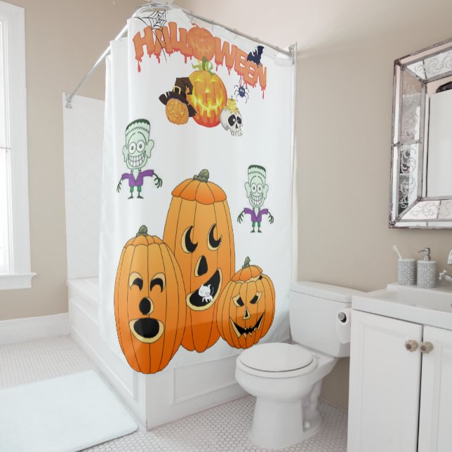 Rideau de douche Halloween (En situation)
