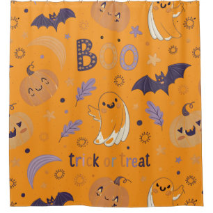 Rideau de douche Halloween – Citrouilles, Fantômes
