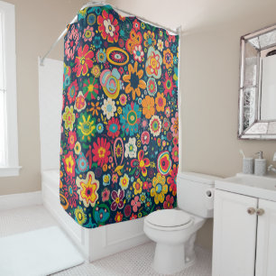 Rideau de douche hippie