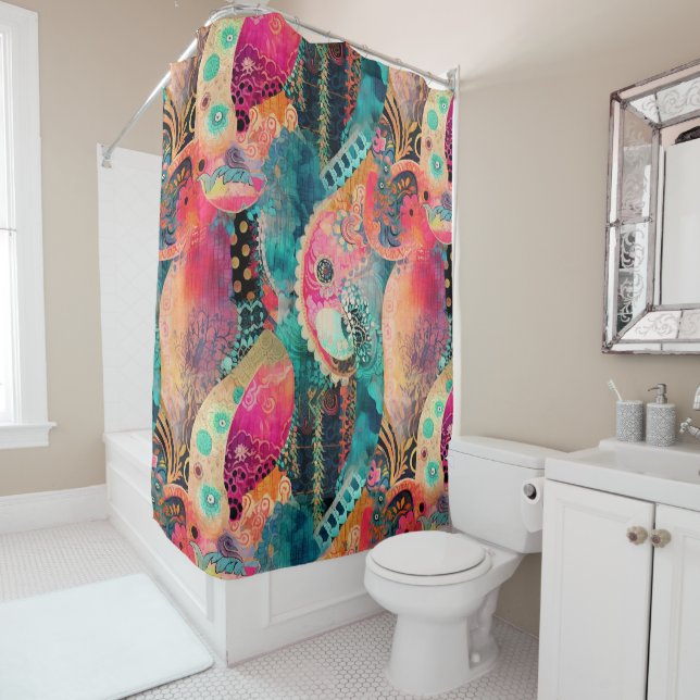 Rideau de douche Hippie Boho (En situation)