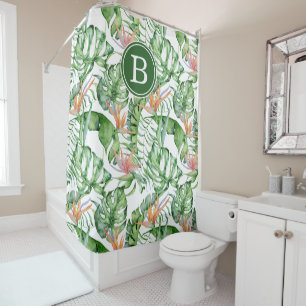 Rideau de douche initial des Feuilles tropicaux