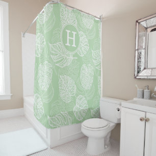 Rideau de douche Initiales Feuilles Tropicales