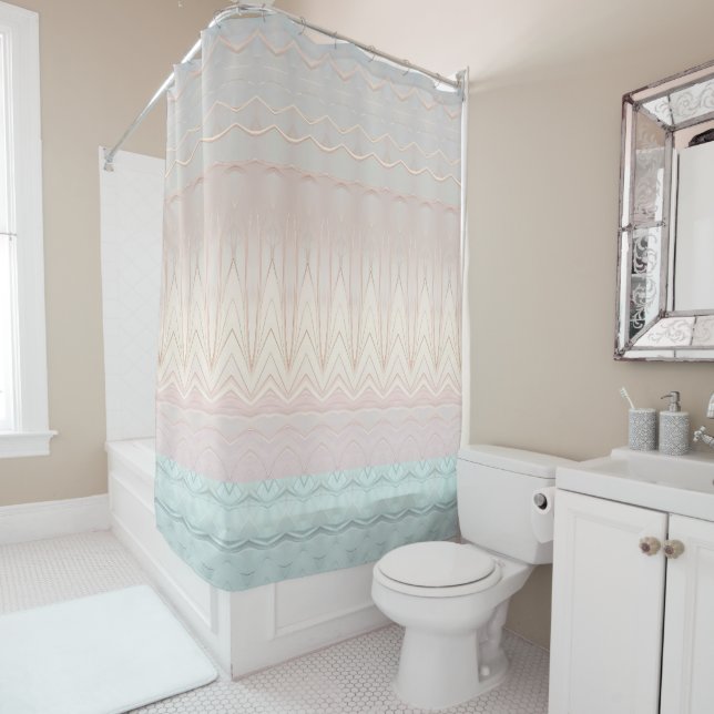 Rideau de douche Iridescente Abstrait moderne (En situation)