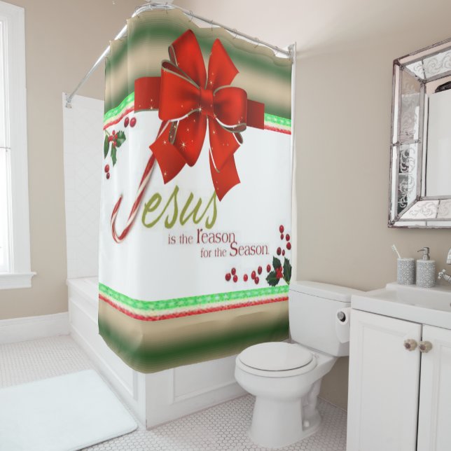 Rideau de douche Jésus (En situation)