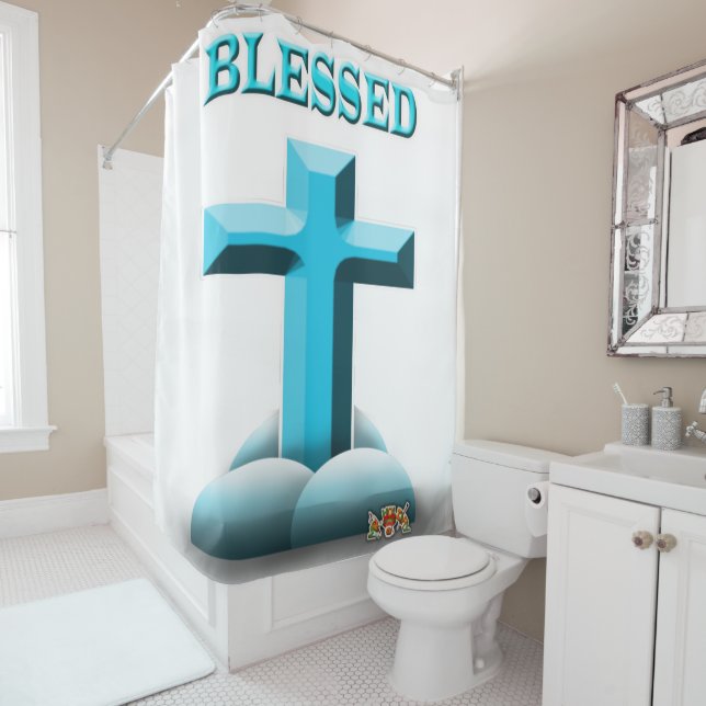 Rideau de douche Jésus (En situation)