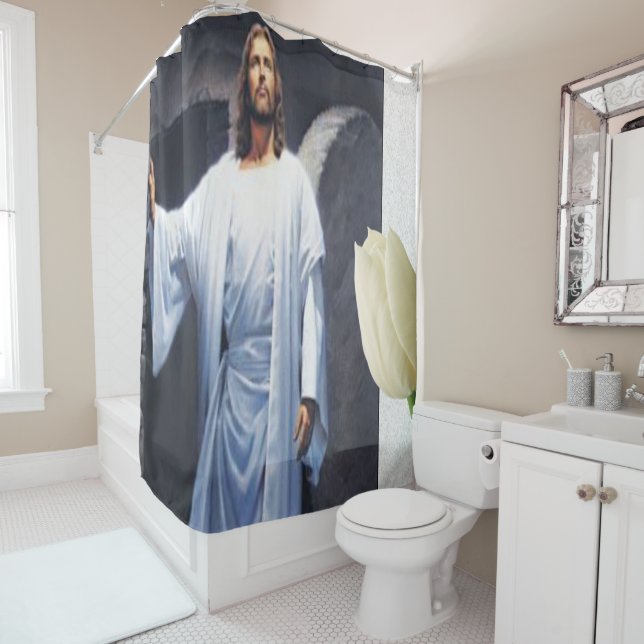 Rideau de douche Jésus-Christ (En situation)