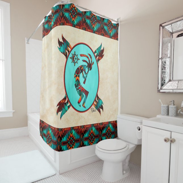 Rideau de douche Kokopelli Sud-Ouest (En situation)