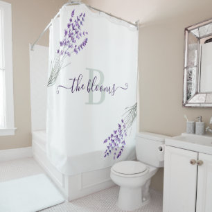 Rideau de douche lavande monogrammé