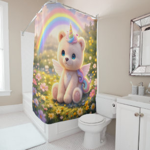 Rideau de douche luxe licorne ours en peluche