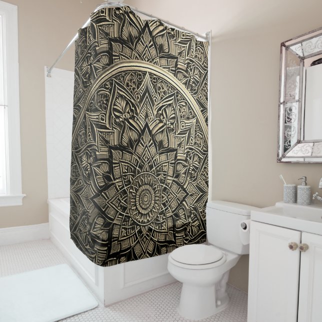 Rideau de douche Mandala Gold (En situation)