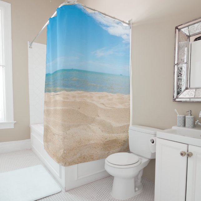 Rideau de douche mer et plage (En situation)