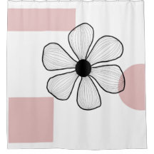 Rideau de douche minimaliste à fleurs roses