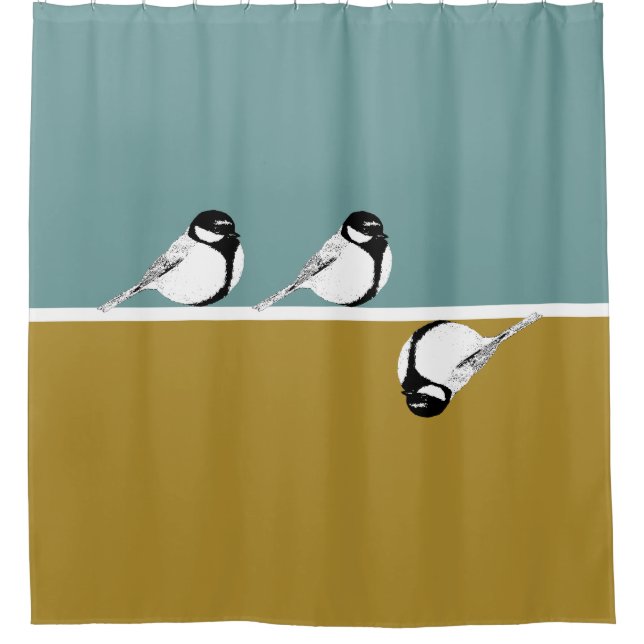 Rideau de douche minimaliste design d'oiseaux (Devant)