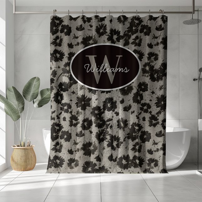 Rideau de douche Monogramme personnalisé Bain Flor (Créateur téléchargé)
