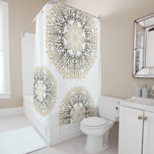 Rideau de douche Motif Boho Mandala - Sepia 3