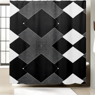 Rideau de douche Motif de course noir et blanc
