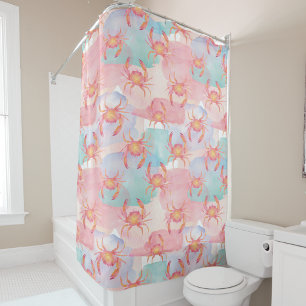 Rideau de douche Motif de crabe d'aquarelle tropic