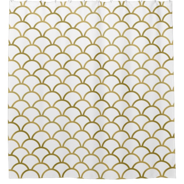Rideau de douche Motif Gold et White Sea (Devant)